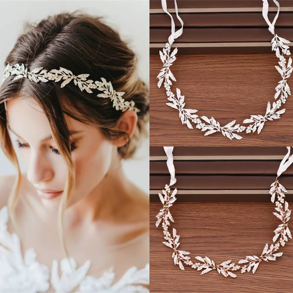 Tiara Hairband Bride Party Wedding Accessories Jewelry Rhinestone Crystal Leaf Headband
