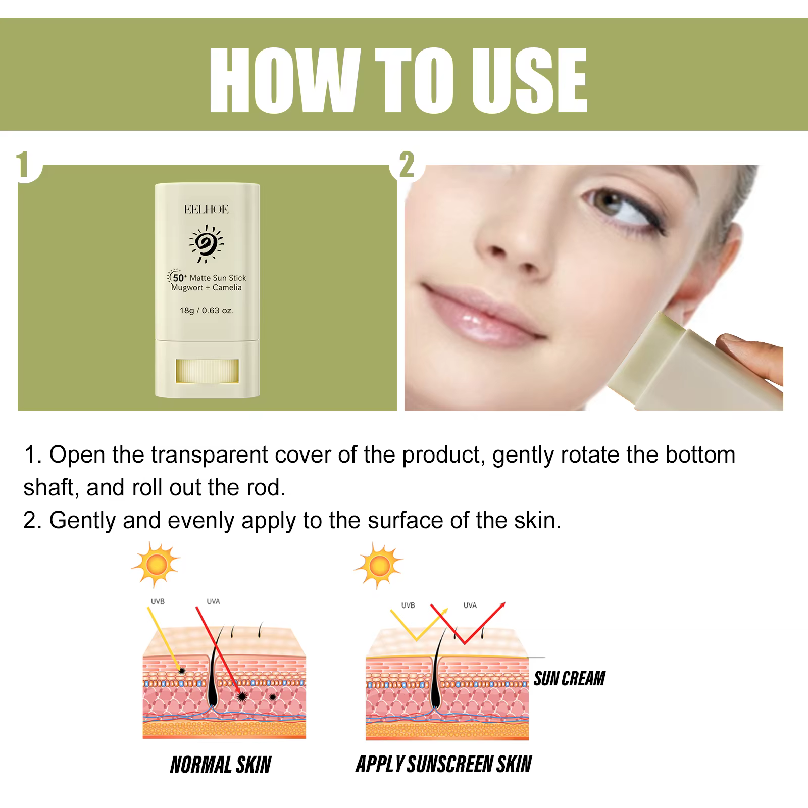 Whitening Portable SPF 50 Matte Bar Blocker Face Refreshing Matte Sun Stick Sunscreen - Image 2